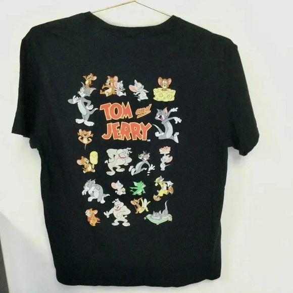 Tom And Jerry Mens Black Crew Neck Short Sleeve T-Shirt Size Large vintage - Picture 2 of 8